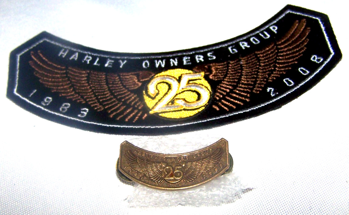 Harley Davidson Owners Group HOG 2008 Rocker Patch and Matching 25 years Pin