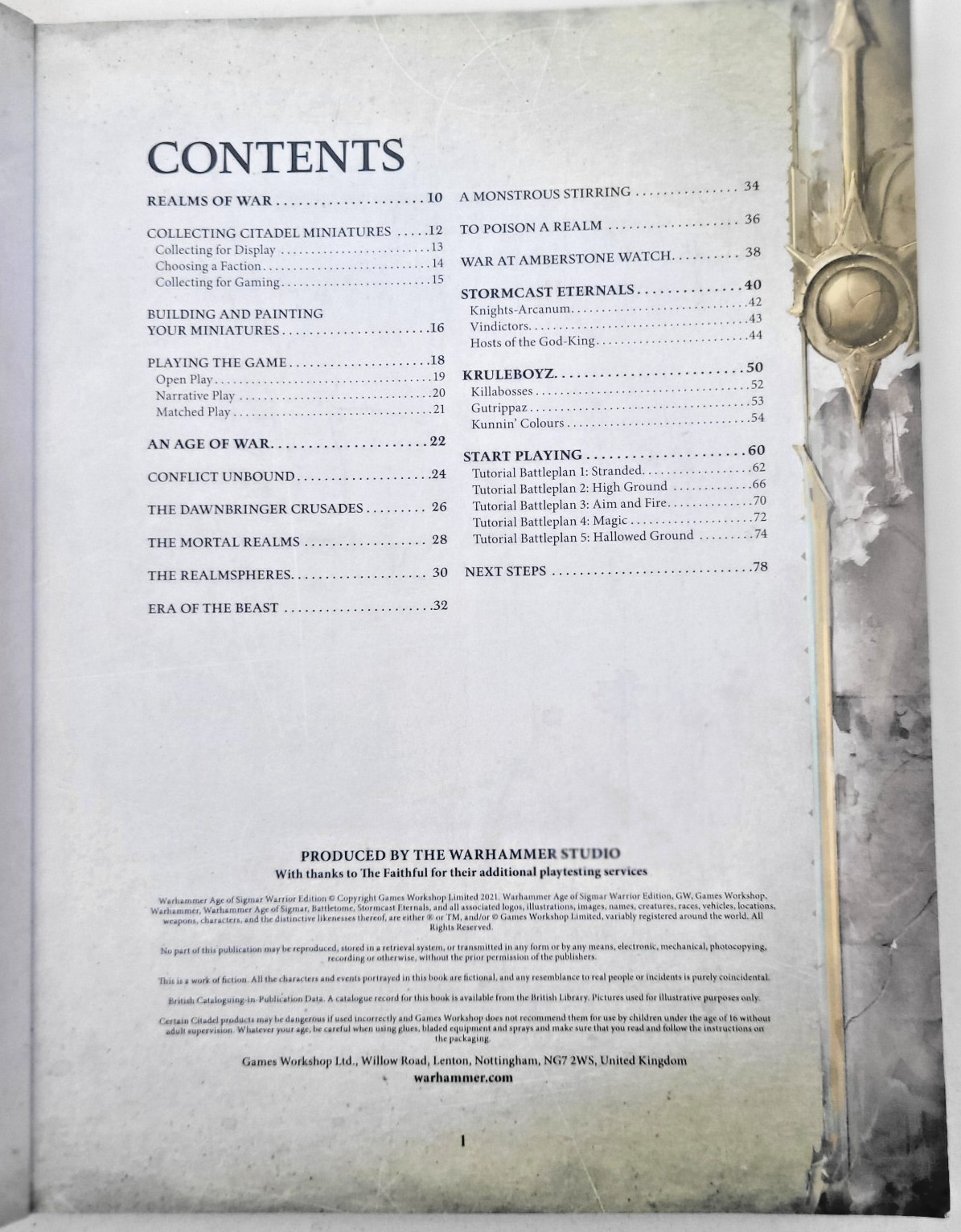 Warrior Edition. Warhammer Age of Sigmar Soft Back Core Rule Book. VG+