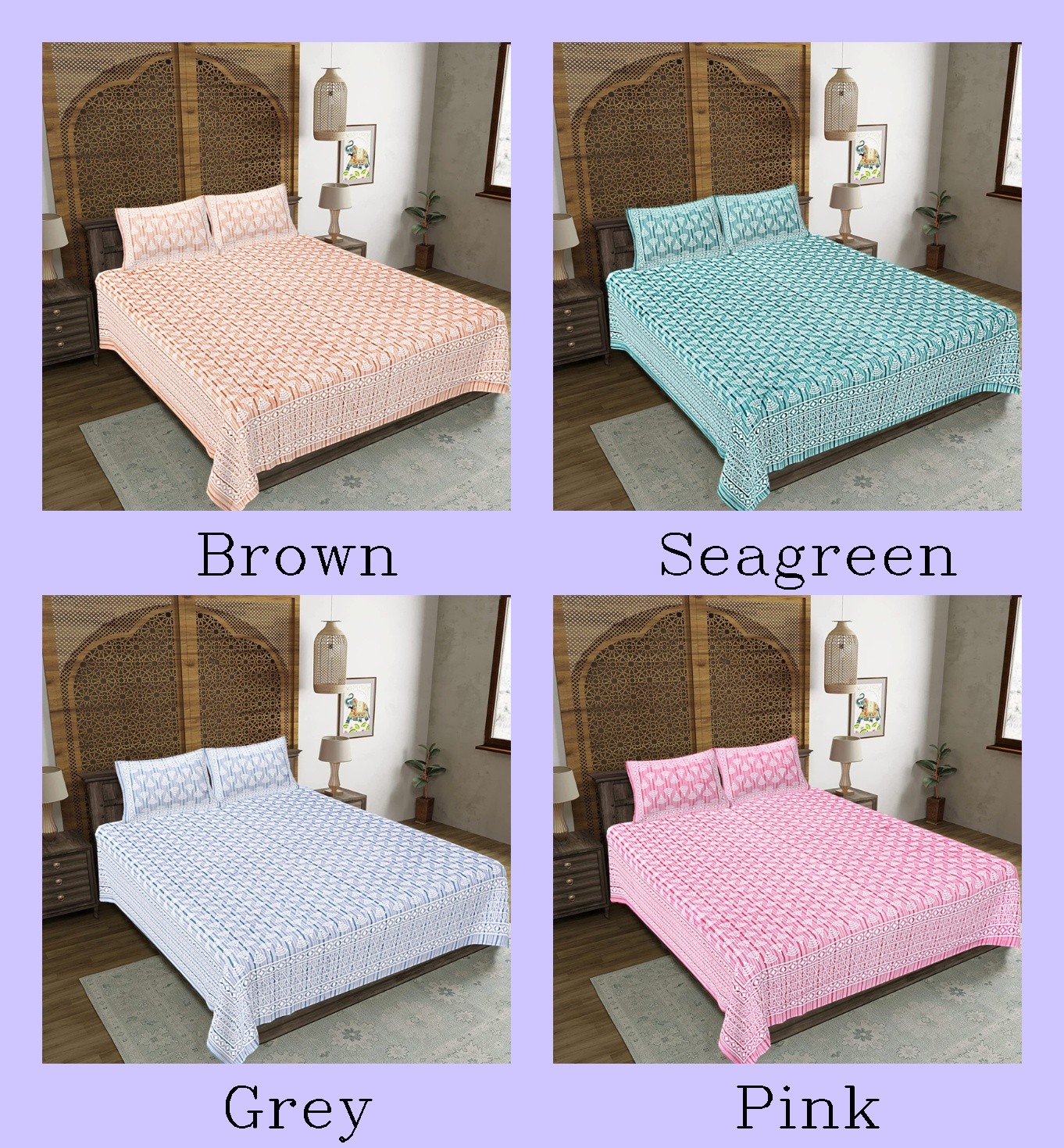 Double Size Sheet Mandala Bedsheet With 2 Pillow Cover Doritos Design