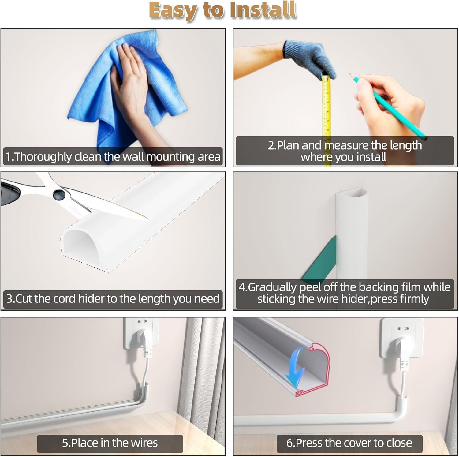Elegant 39-Inch White Cord Hider – Safe, Stylish Cable Management Solution