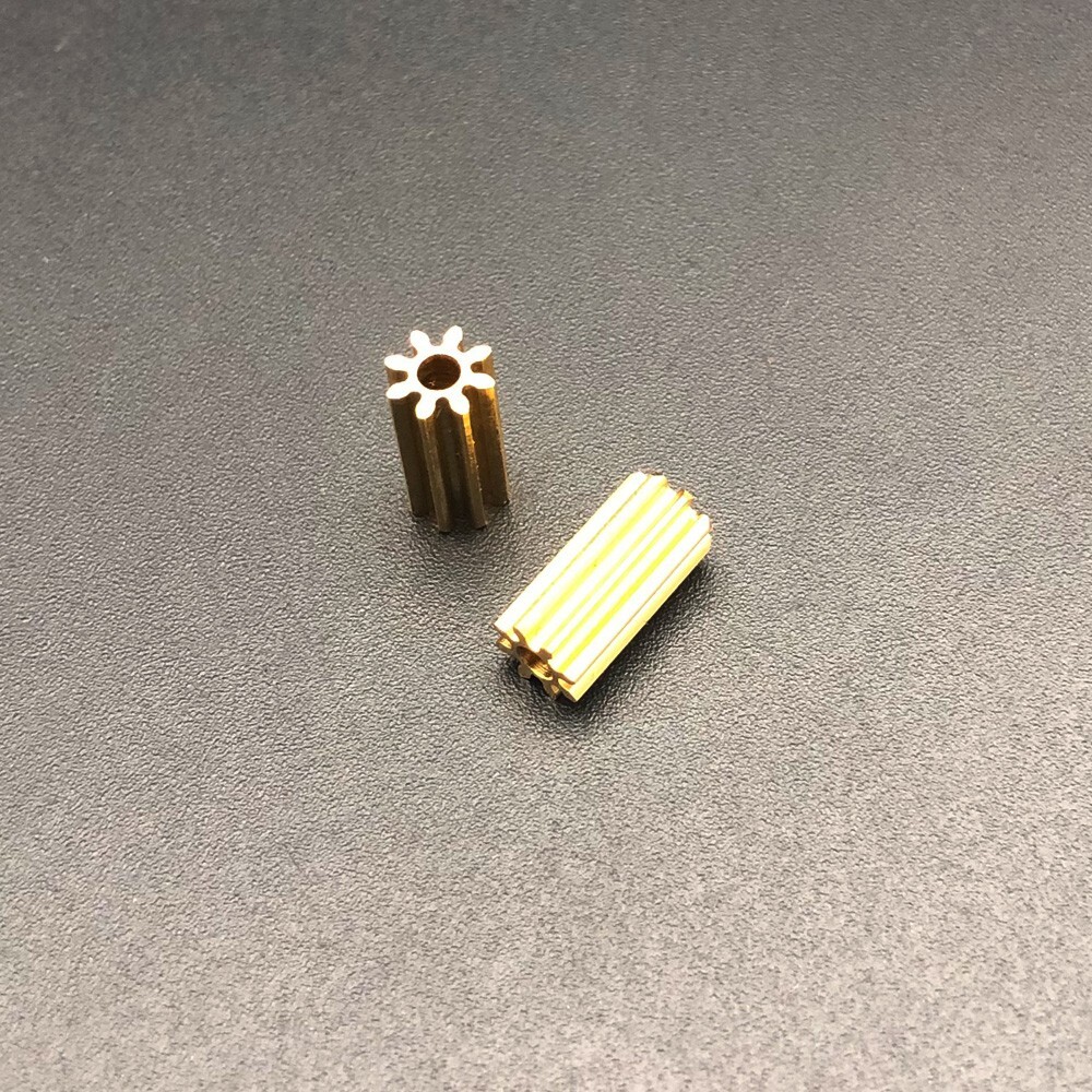 1PC 0.5M 8T2A Brass Spindle Gear Spur Bore 2MM 1.98MM 2A 8 Teeth Lengthen L 10MM