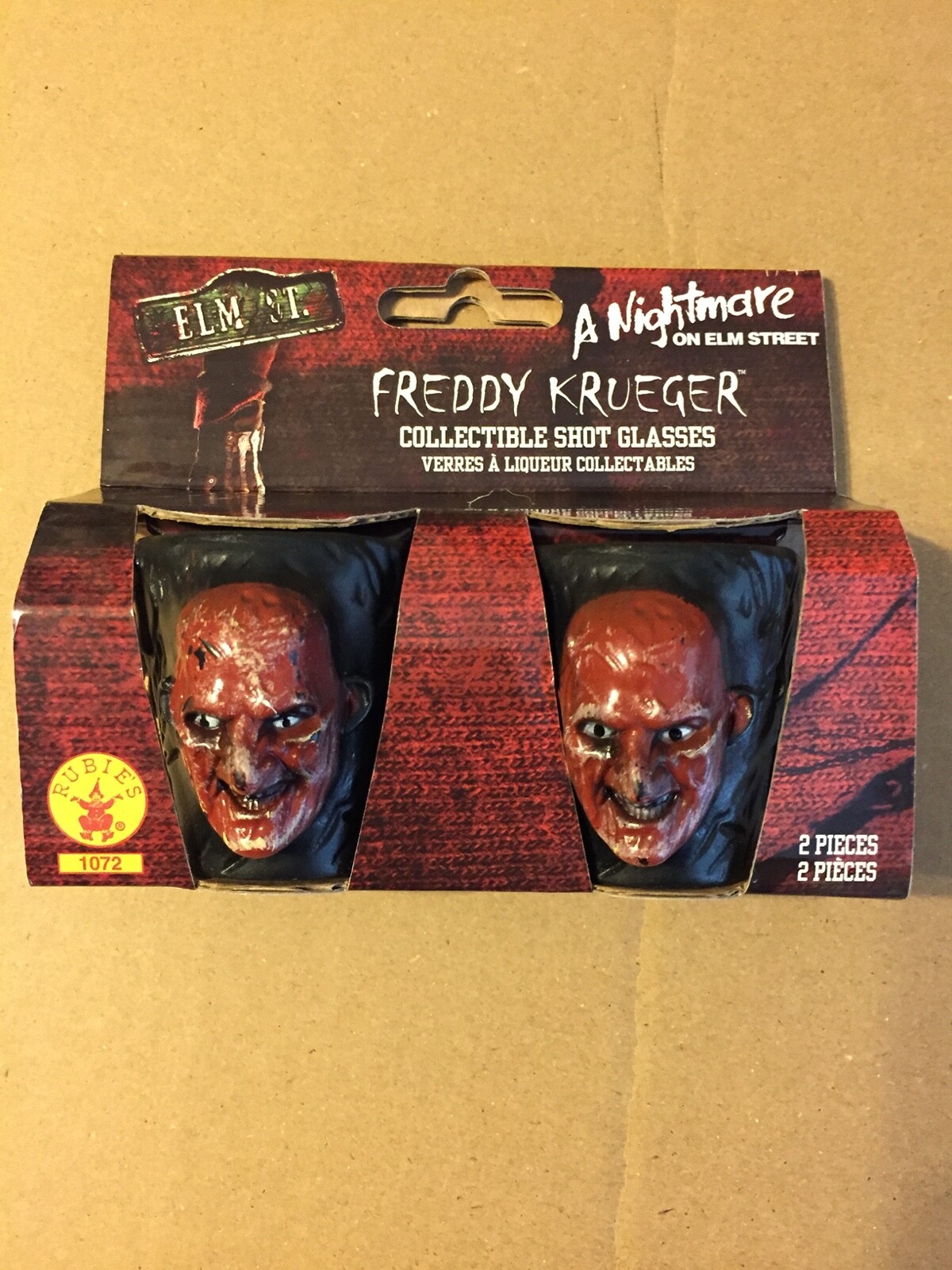 A NIGHTMARE ON ELM ST FREDDY KRUEGER PLASTIC 2CT SHOT GLASSES RUBIES