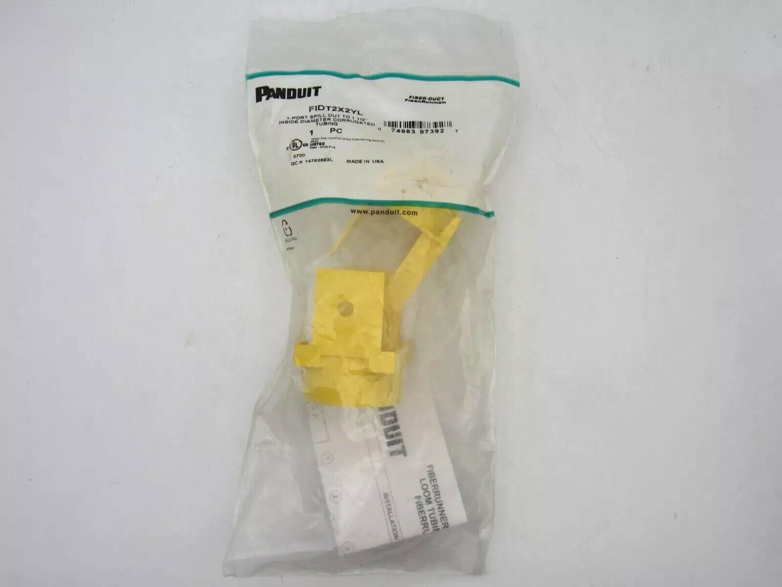 Panduit FIDT2X2YL FiberRunner 1-Port Spillout to 1 1/2 Tubing (4 in stock)