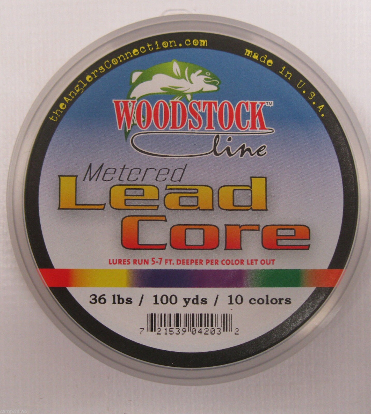 WOODSTOCK LINE METERED LEAD CORE FISHING LINE 36# TEST 100 YARDS 10 COLORS