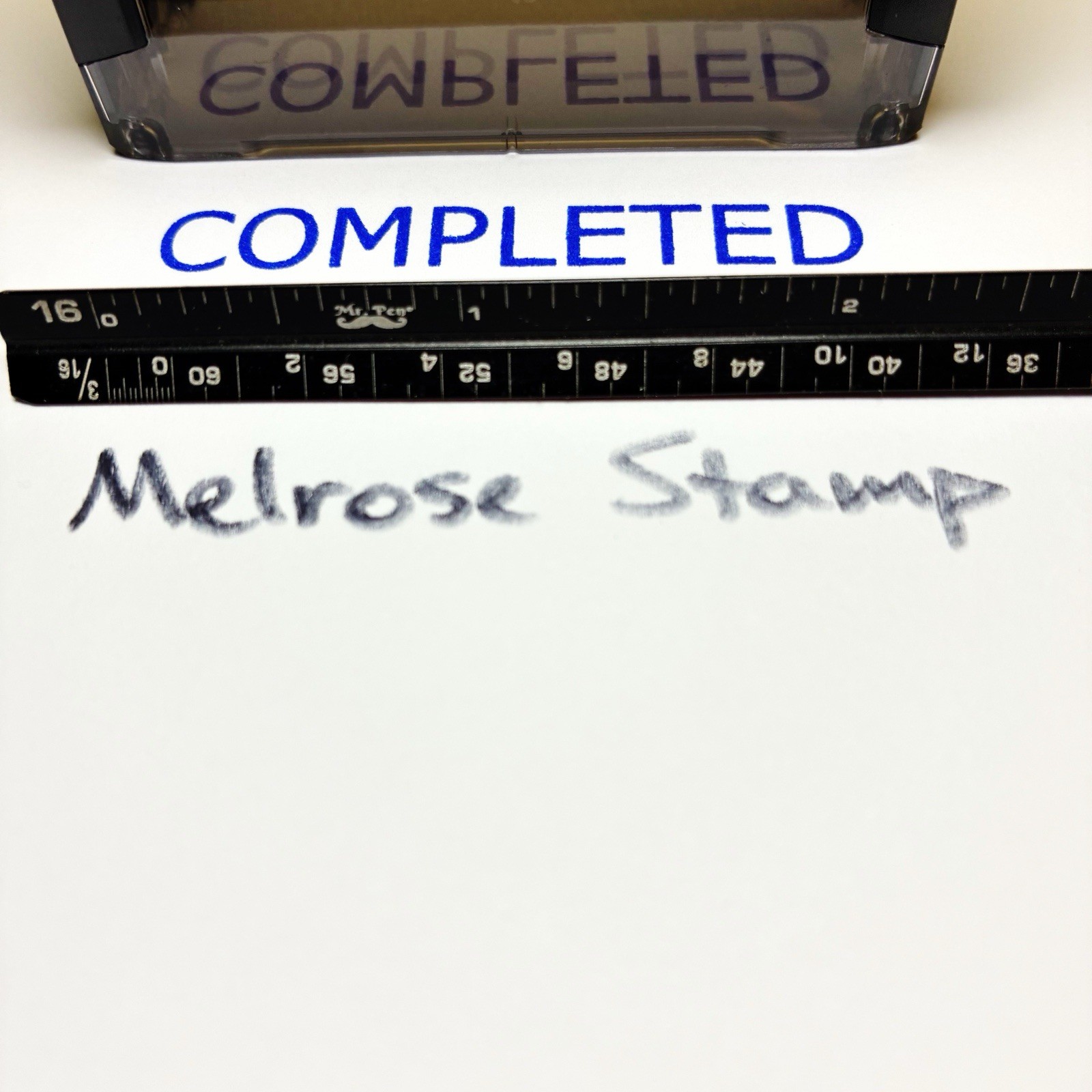 Completed Self Inking Rubber Stamp Blue Ink Ideal 4913