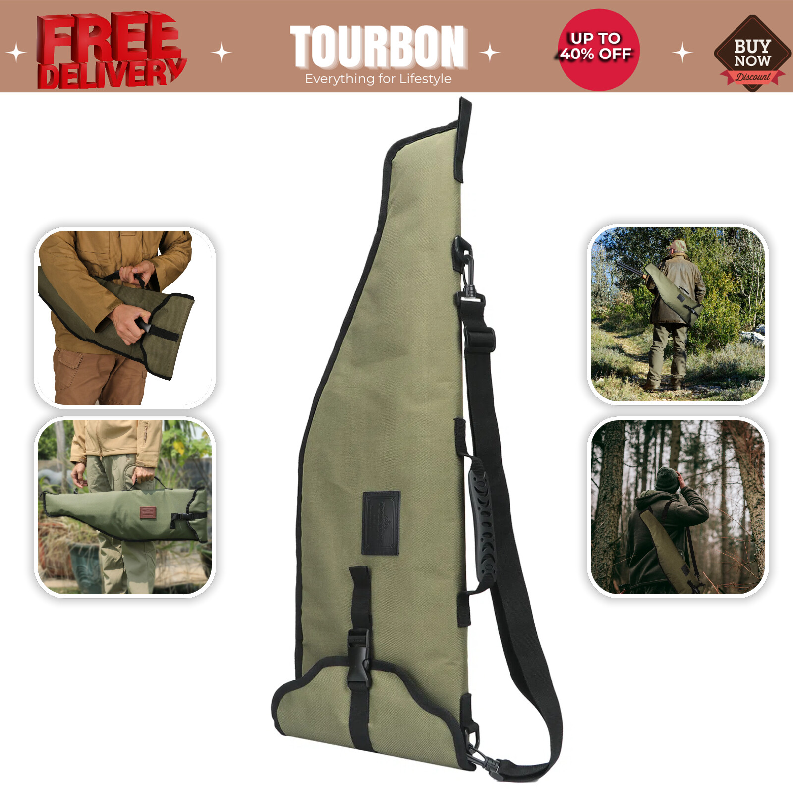 Tourbon Gun Bag Shotgun Tube Protect Breakdown Barrel Scabbard Carry Case Nylon✅