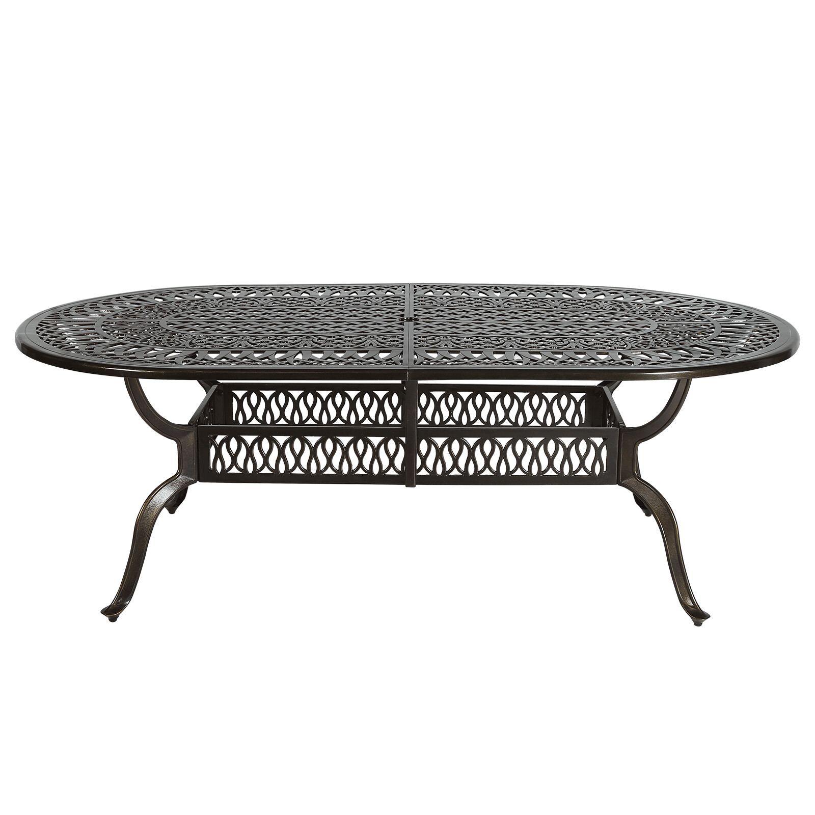 84" Large Patio Dining Table Cast Aluminum Outdoor Oval Table 6-8 Person