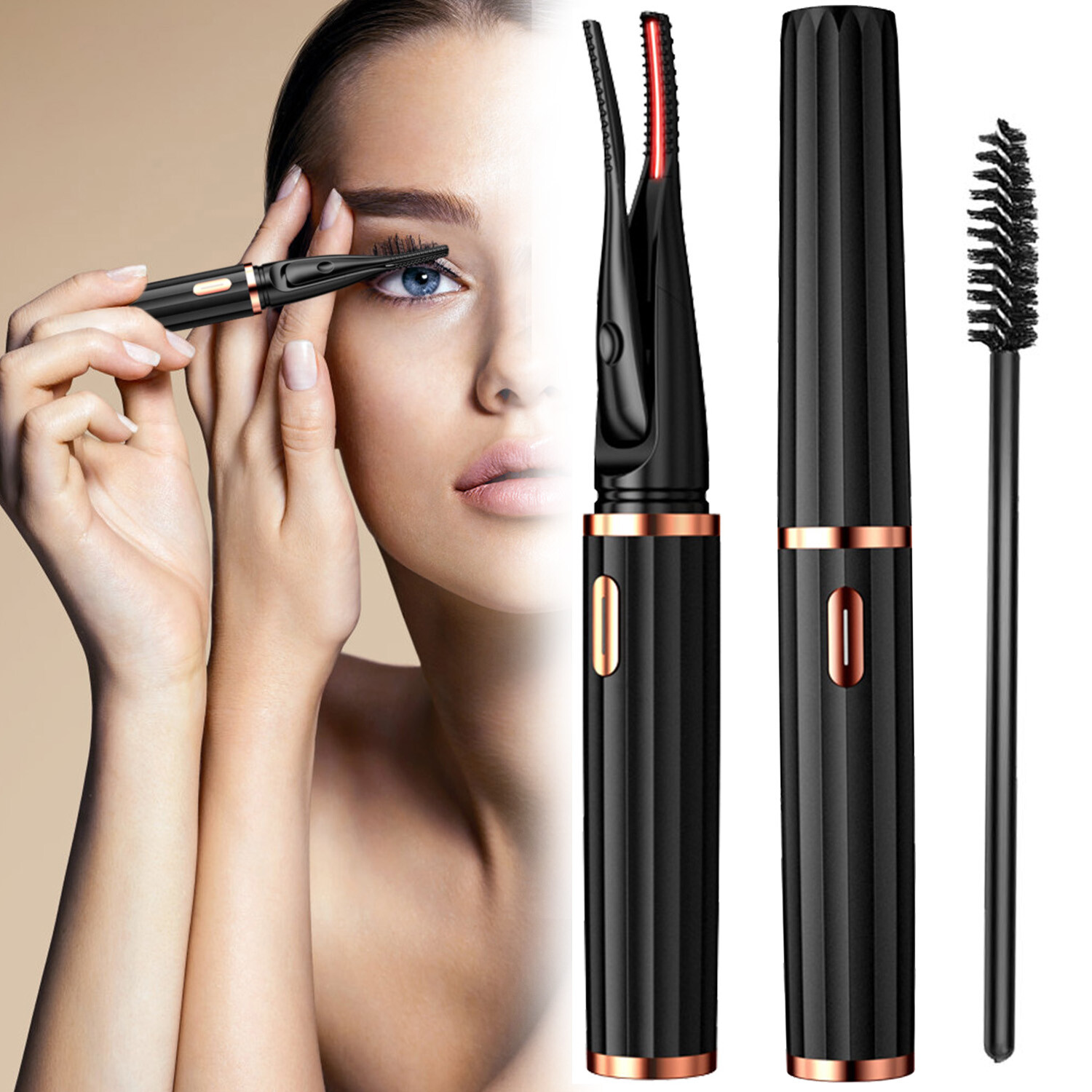2-In-1 Electric Heated Eyelash Curler Rechargeable Electric Makeup Curling Tool