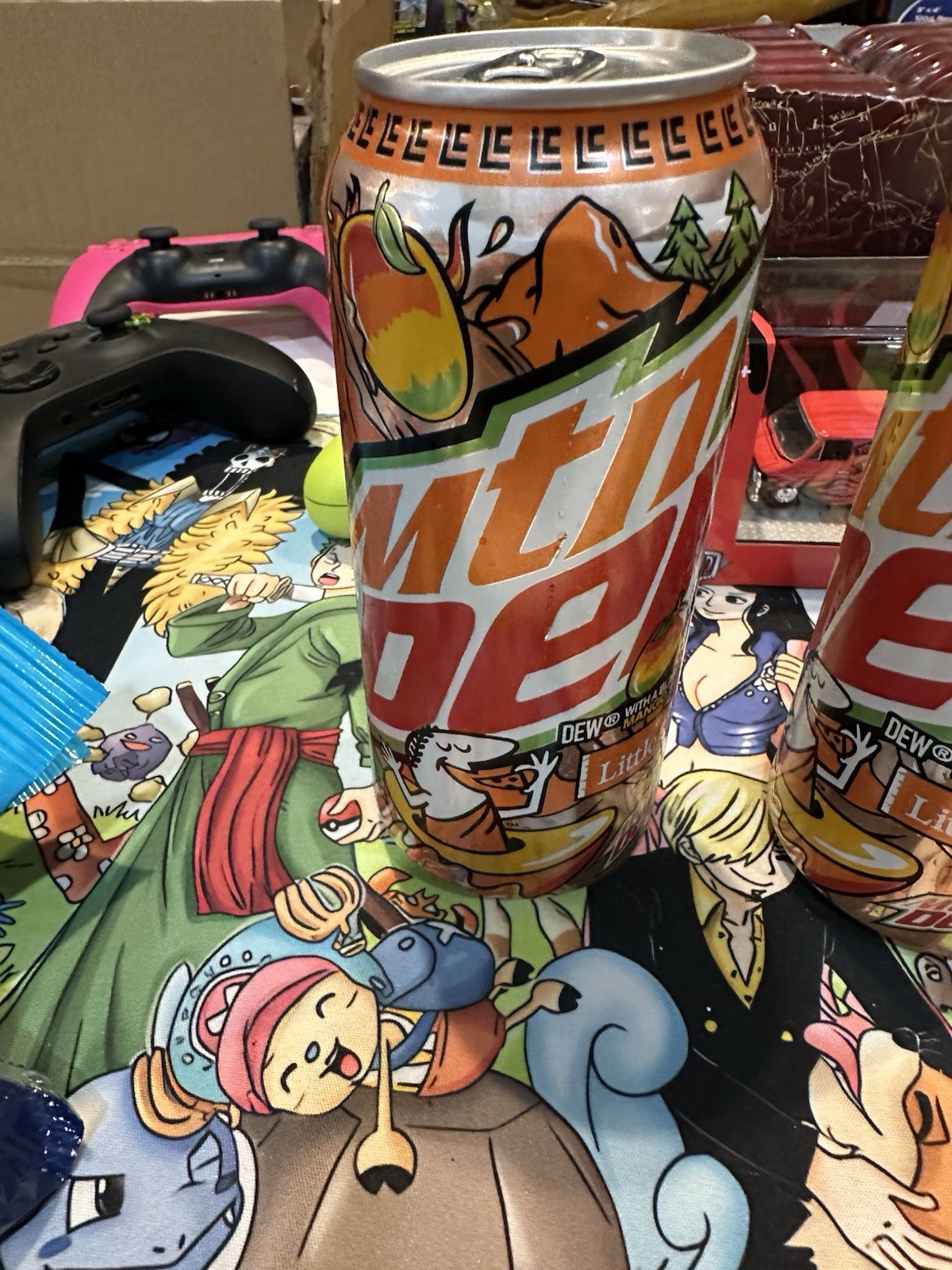 Mountain Dew Mango Rush Little Caesars Limited Edition 16 oz Can of Soda In Hand