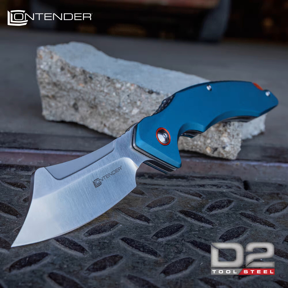 Contender Workman D2 Tool Steel Pocket Knife, Blue Linerlock Flipper