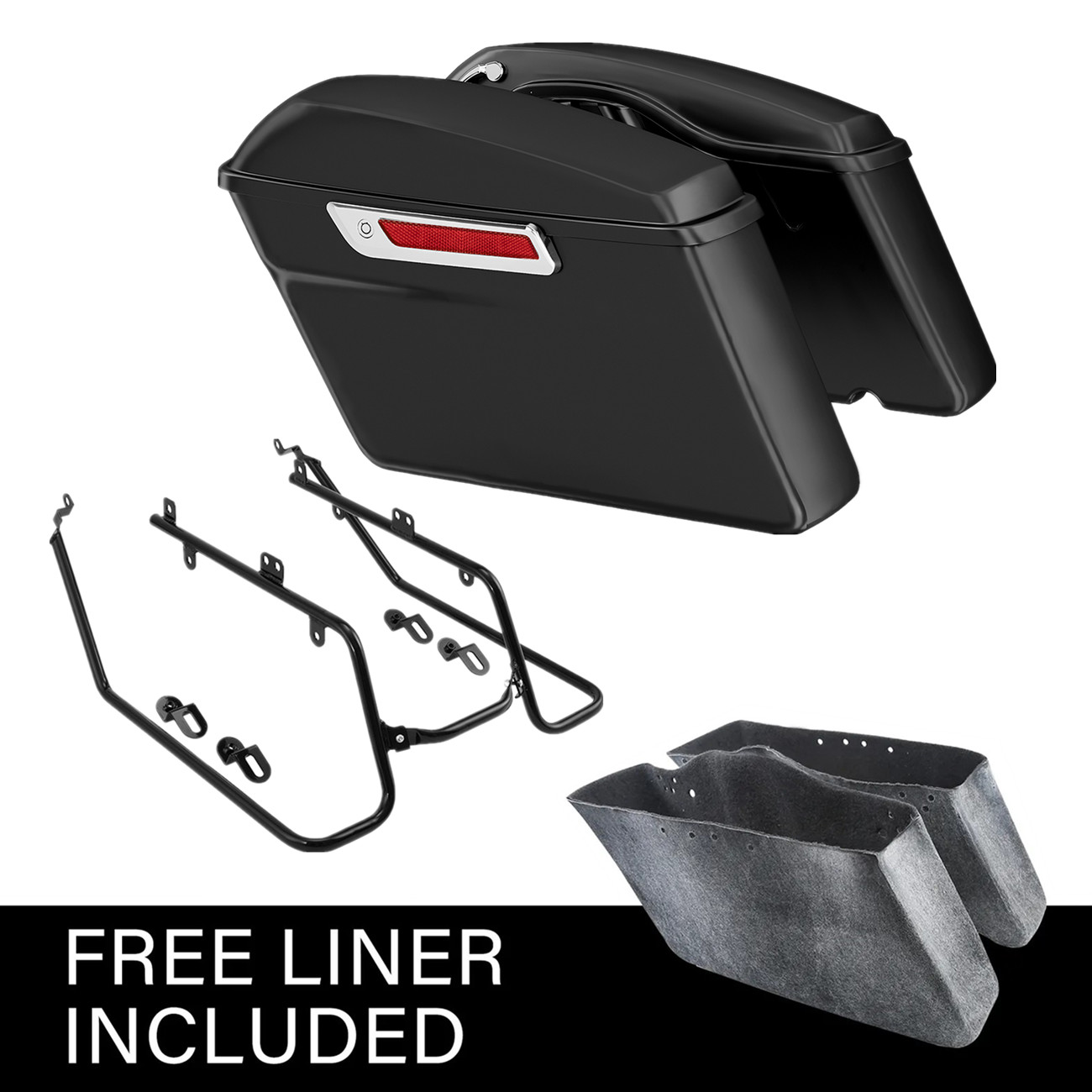 Matte Hard Saddlebags & Conversion Bracket Fit For Harley Dyna Street Bob 08-17