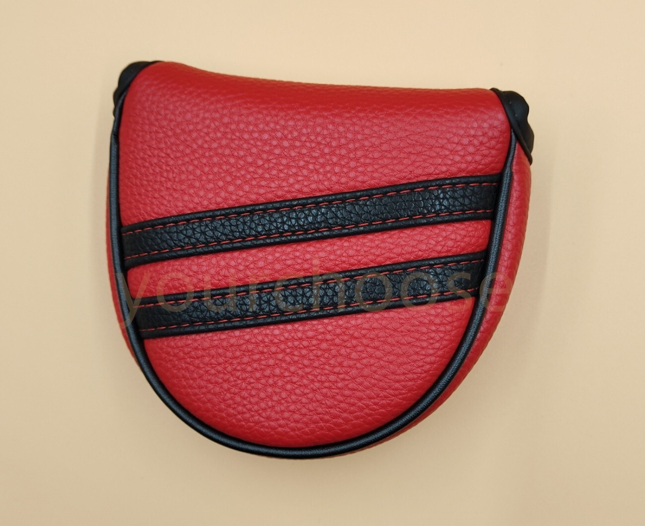 Premium Classic Red Black Stripes Mallet Golf Putter Club Head Cover Magnetic