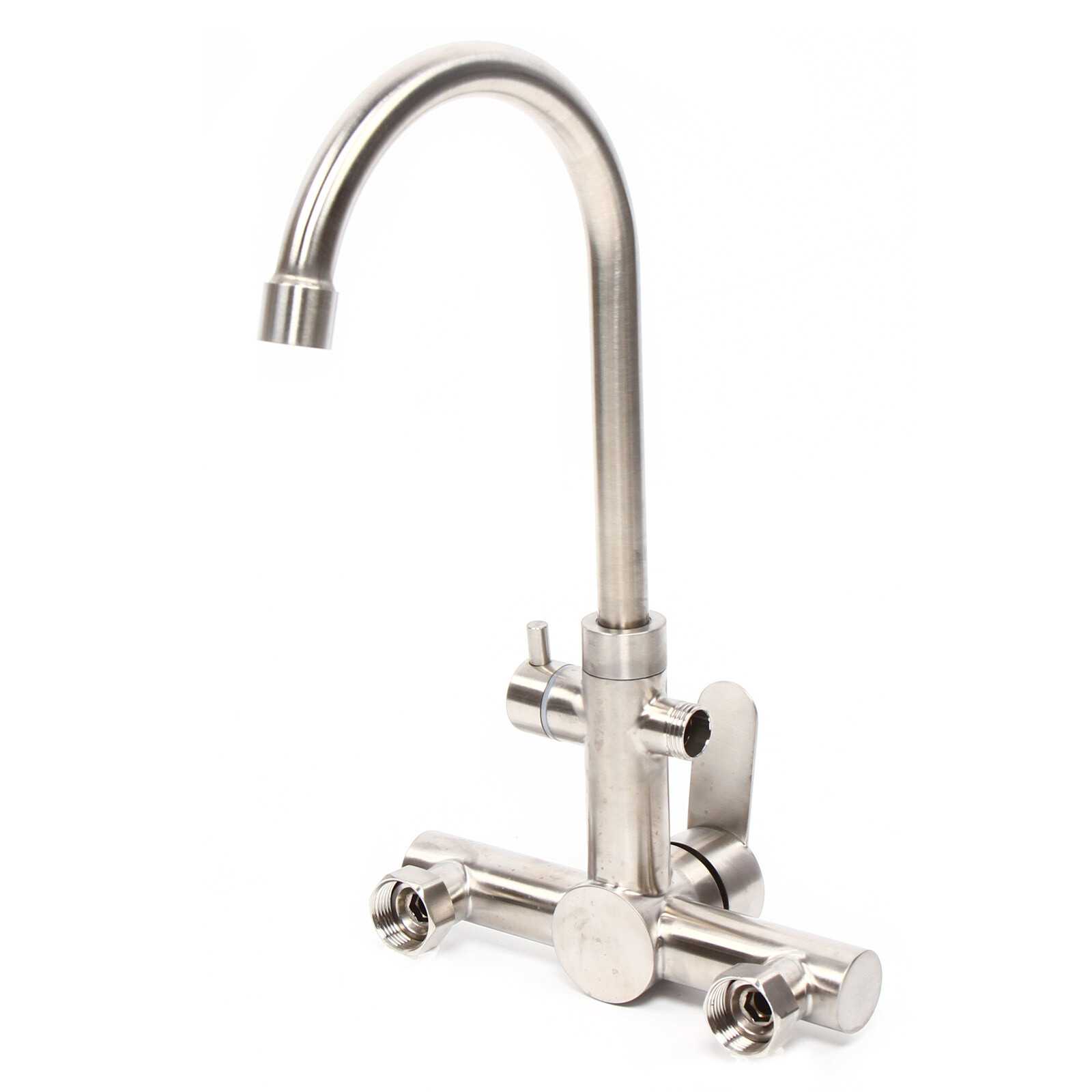 Stainless Steel Commercial Sink Faucet Wall Mount 360°Rotation Kitchen Faucet US