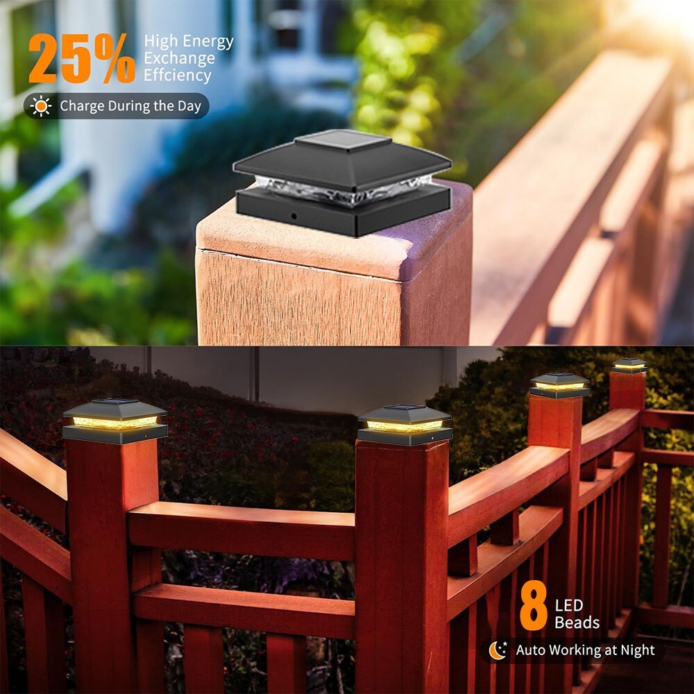 4/8/12Pack Solar Post Cap Light For 4x4 Outdoor Waterproof LED Deck Fence Light