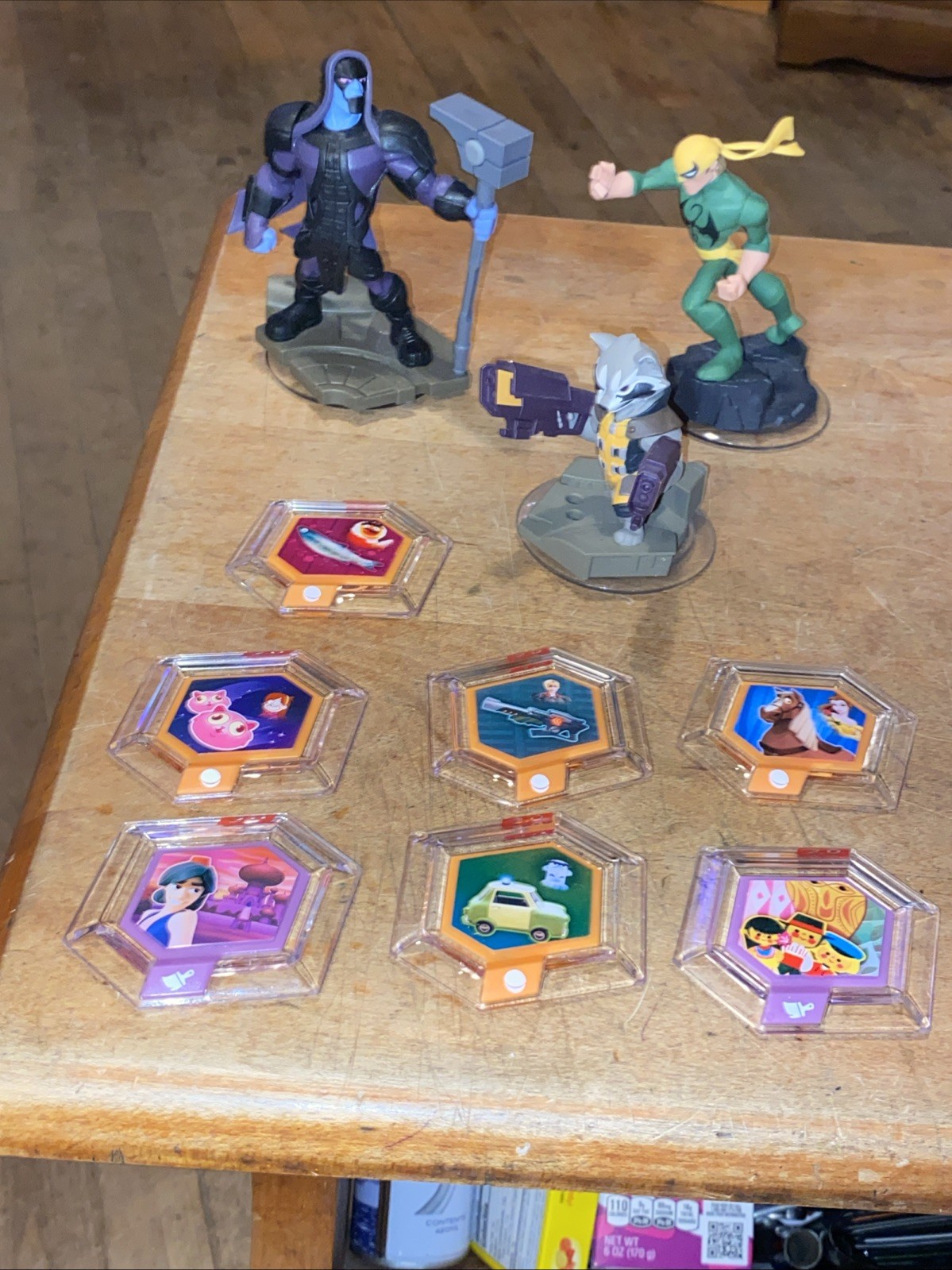 Lot of 7 Disney Infinity Power Disc and 3 Figures