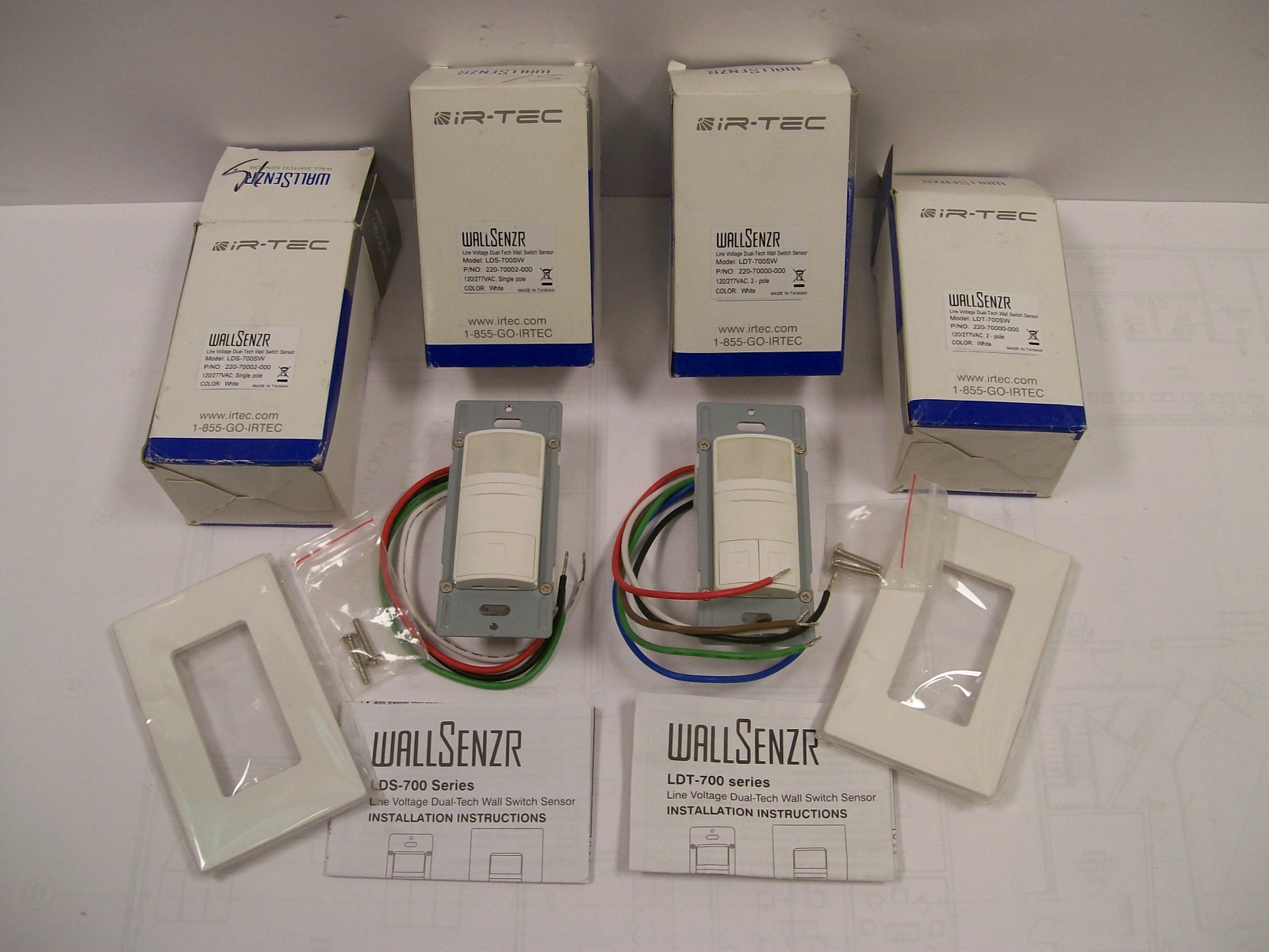 LOT IR-TEC WallSenzr (2) LDT-700SW & (2) LDS-700SW Wall Switch Sensors   SAU3308