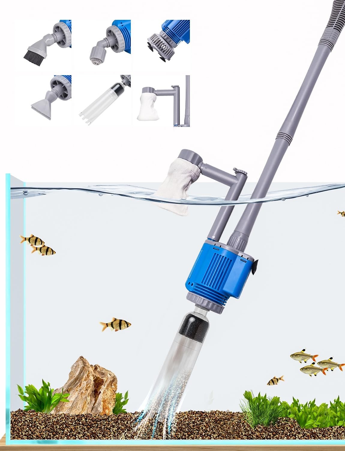 UPETTOOLS Aquarium Gravel Cleaner - Electric Automatic Removable Vacuum, NEW