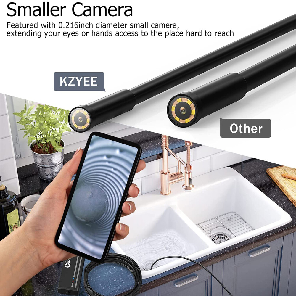 6 LED 1080P HD Snake Endoscope Borescope Inspection Camera for IOS Android
