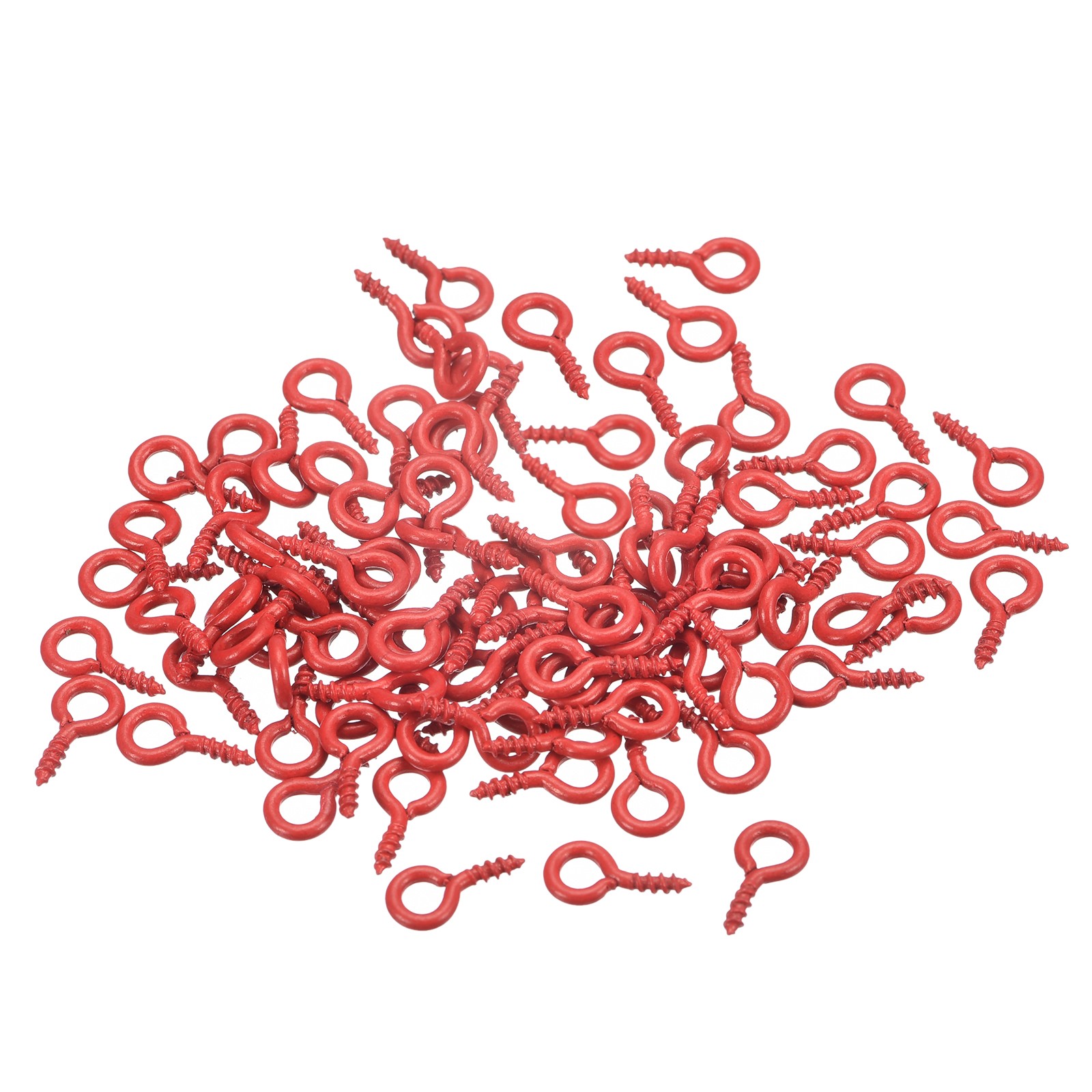 300Pcs Small Screw Eye Hooks Mini Eyelets Screws, 5x10x1.2mm, Red