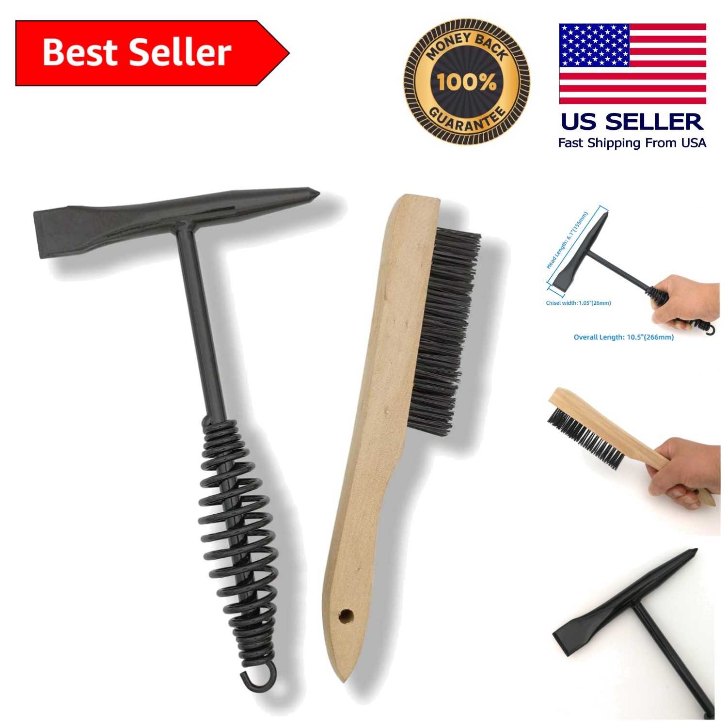 Professional Grade Welding Chipping Hammer with Wire Brush for Weld Maintenance