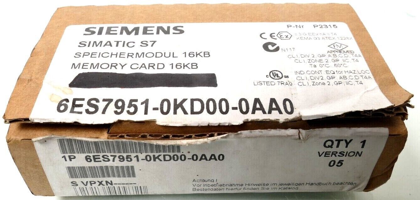 Siemens Memory Module 16KB | 6ES7 951-0KD00-0AA0 | E:05 | 6ES7951-0KD00-0AA0