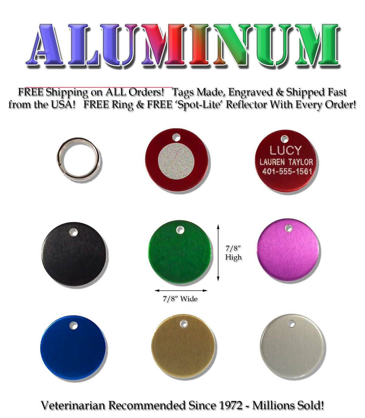 Small Round Disk Pet Dog Cat ID Tags-Custom Engraved Identification Name Tag