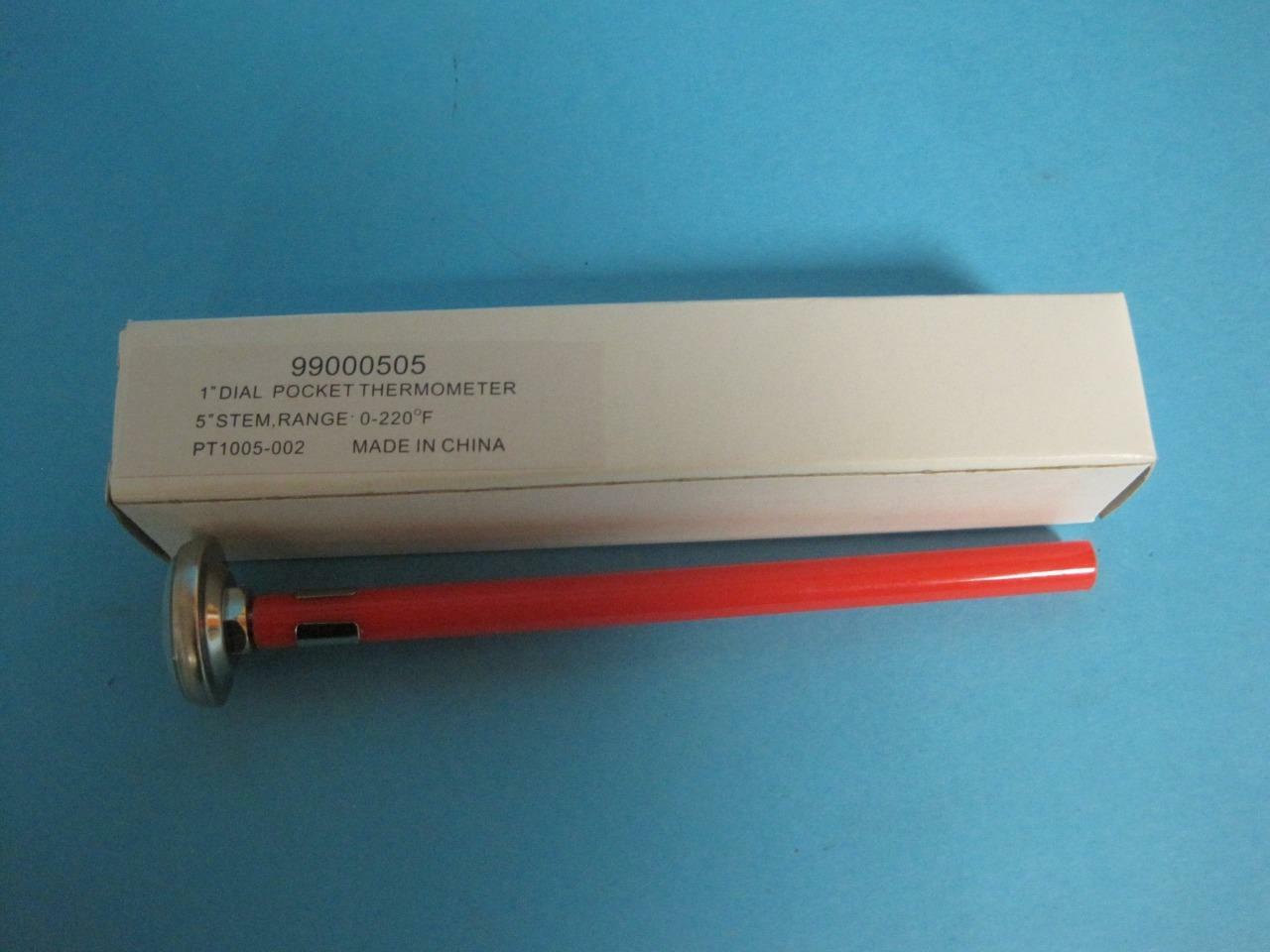 LOT OF 4 NEW 1" DIAL POCKET THERMOMETER W/ 5" INCH STEM 0-220° F DEGREE SLEEVE