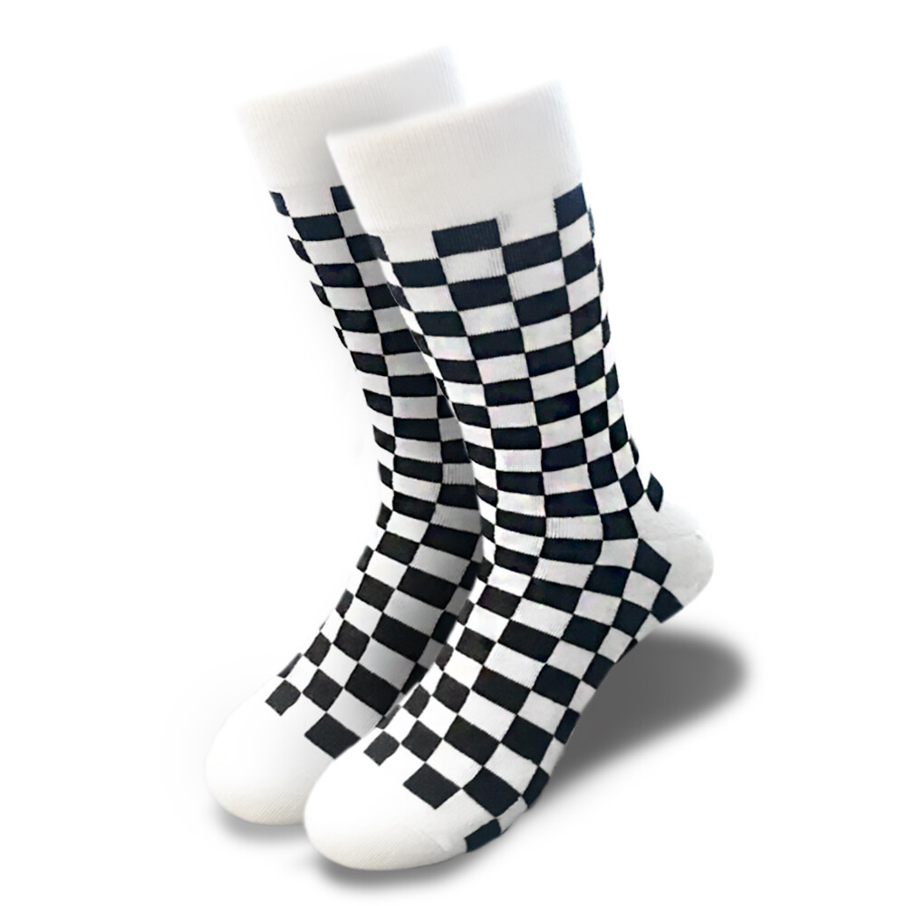 Fashion Men's novelty Socks Checker board checkered Skateboard Socks - 1 Pair