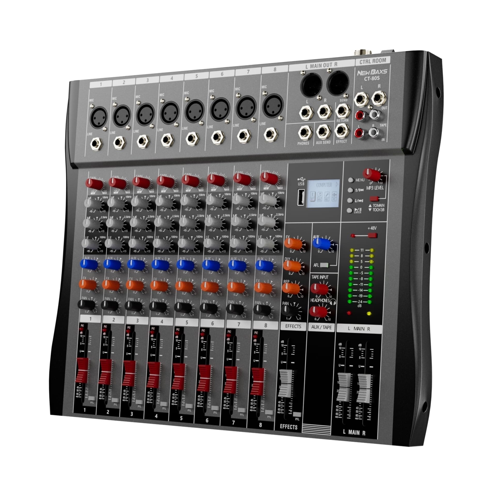 Professional DJ Audio Mixer - 8 Channel DJ Bluetooth Controller Sound Mixer w...