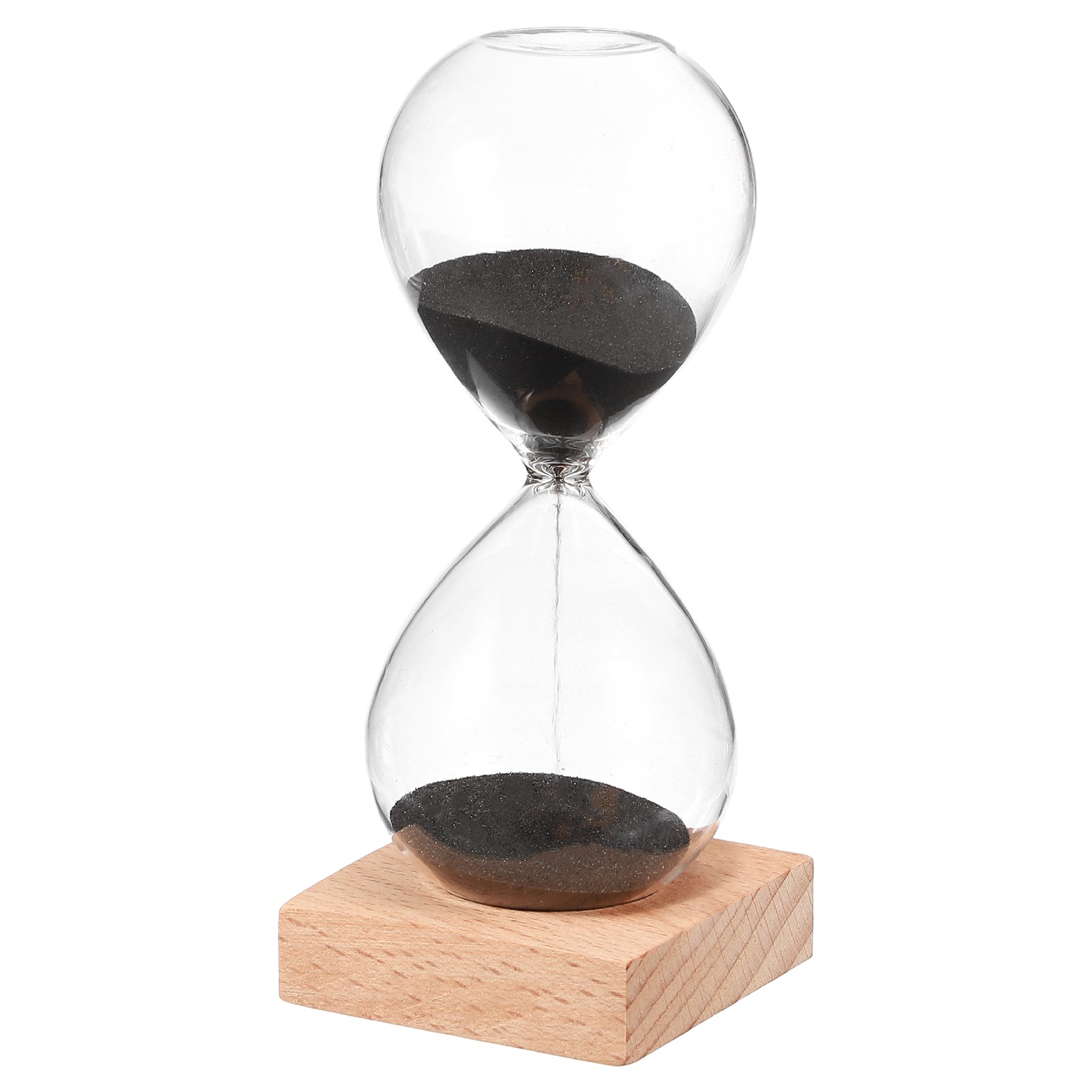 10 Minutes Sand Timer, Sand Watch with Wood Base, Black
