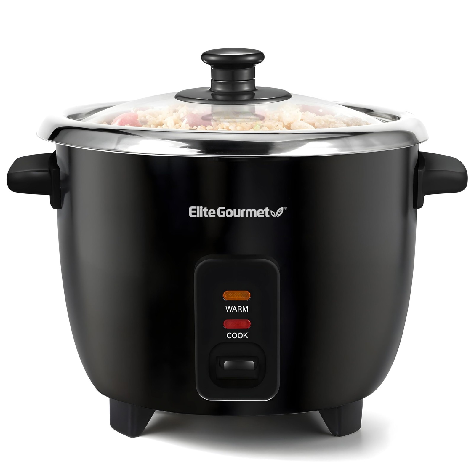 Elite Gourmet ERC006SS 6-Cup Electric 6 Cups Cooked, Stainless Steel, Black