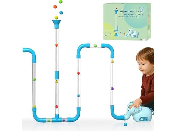 POWERED STEM TOYBUILD. BLAST LEARN ENDLESS FUN - EDUCATIONAL AIR TUBES TOY AIR