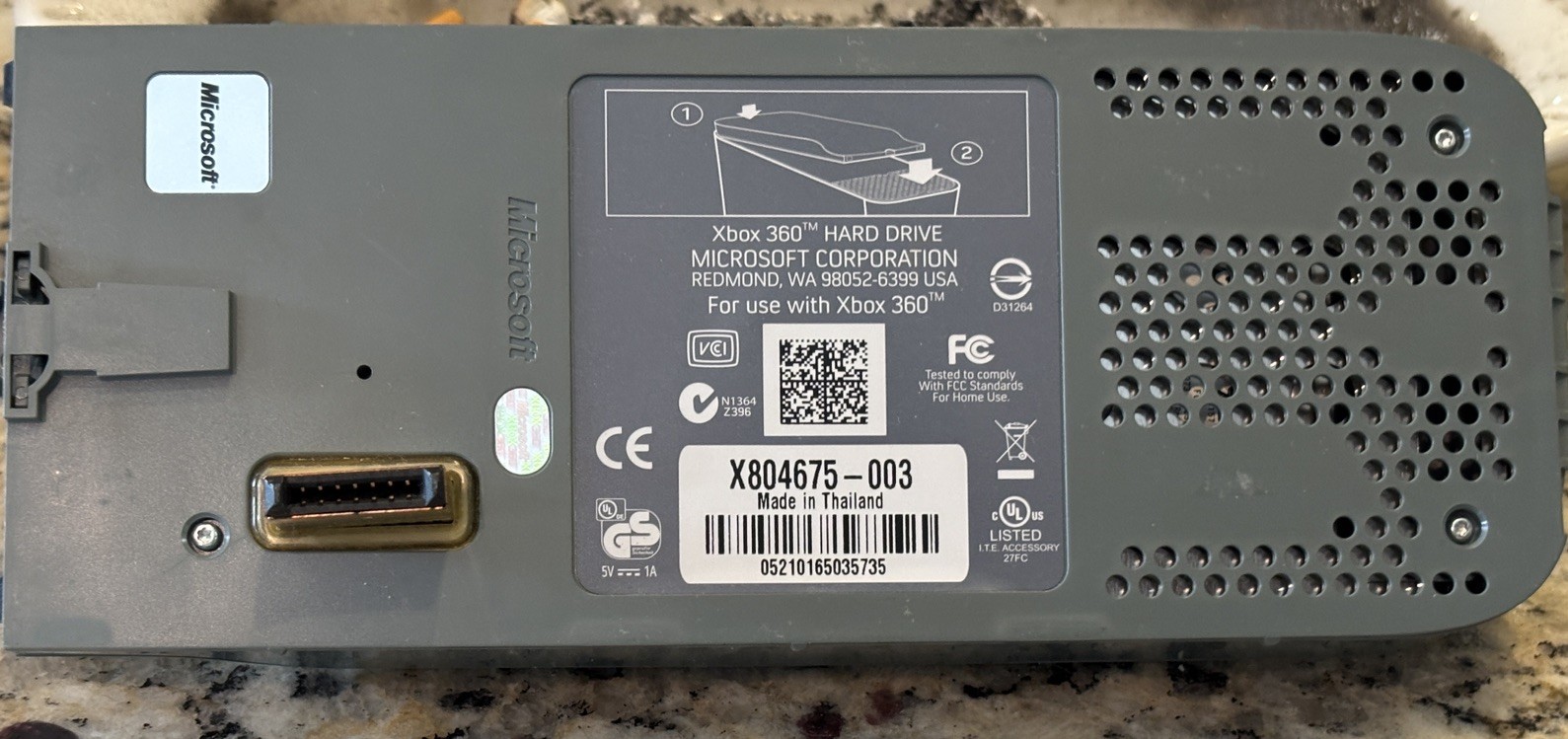 Microsoft XBox 360 X804675-003 Gray 20GB OEM Clip-On External Hard Drive HDD