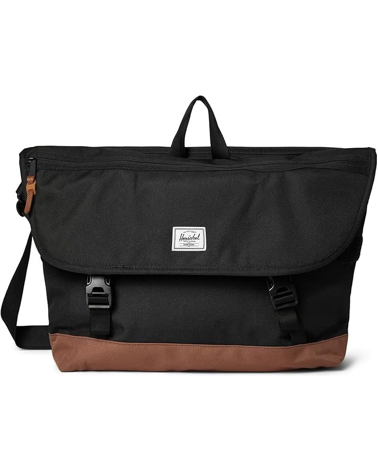 Herschel Supply Co. Black/Saddle Brown Cove Messenger Bag 15.5x15x5.5 $80 Retail
