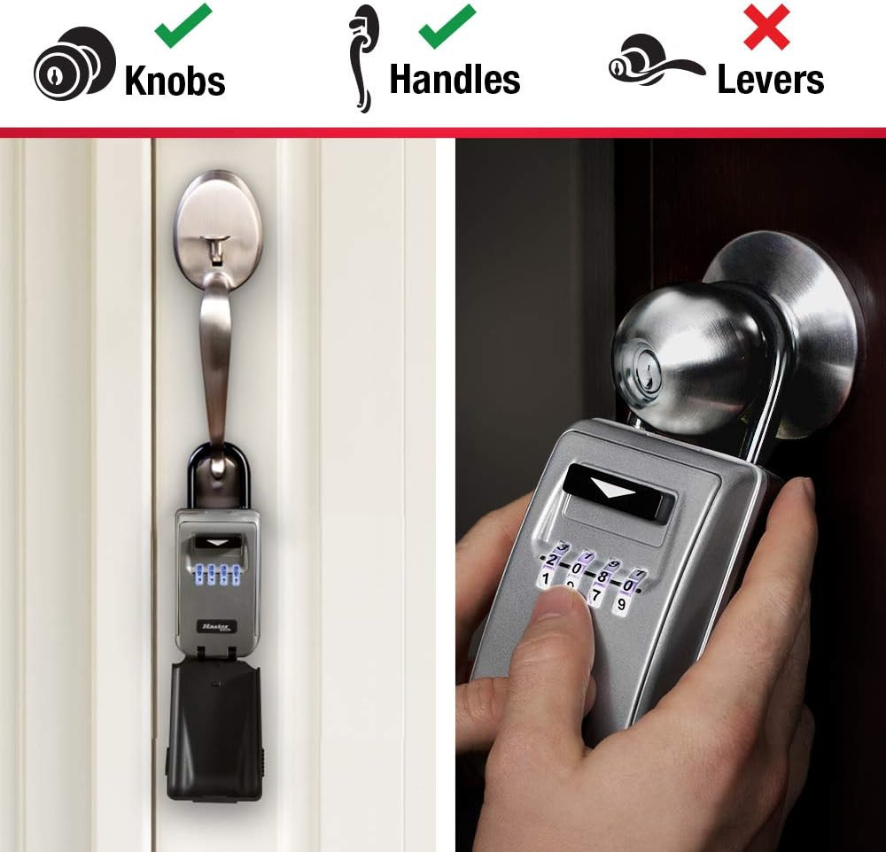 Master Lock Black Portable Key Lock Box with Light up Dials, Set/Reset Combinati