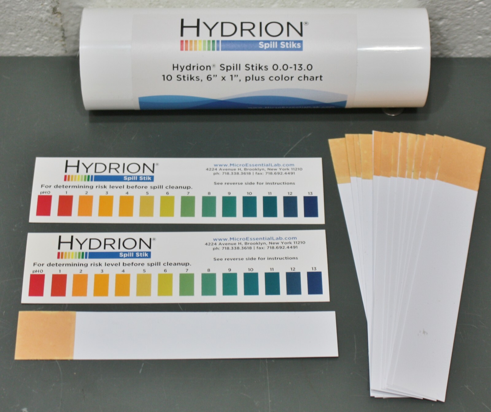 (14) Micro Essential Hydrion Test Stick DS-8020 0-13 pH, Acid / Base, Spill Stik