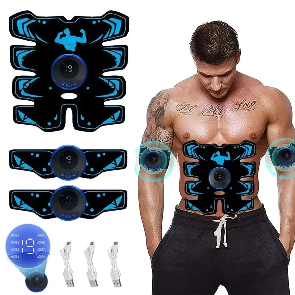 Electroestimulador EMS Recargable USB Abdomen Brazo 3en1