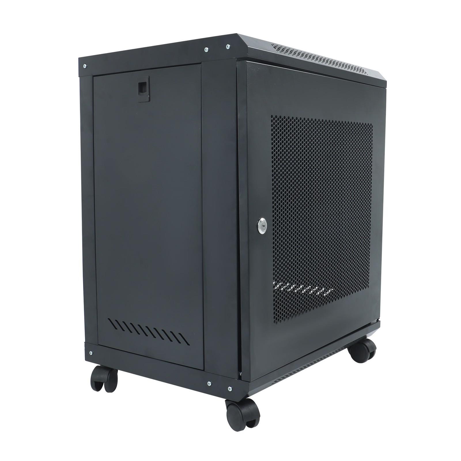 12U Wall Mount Rack Enclosure, 15.5" Deep, Secure Locking Door