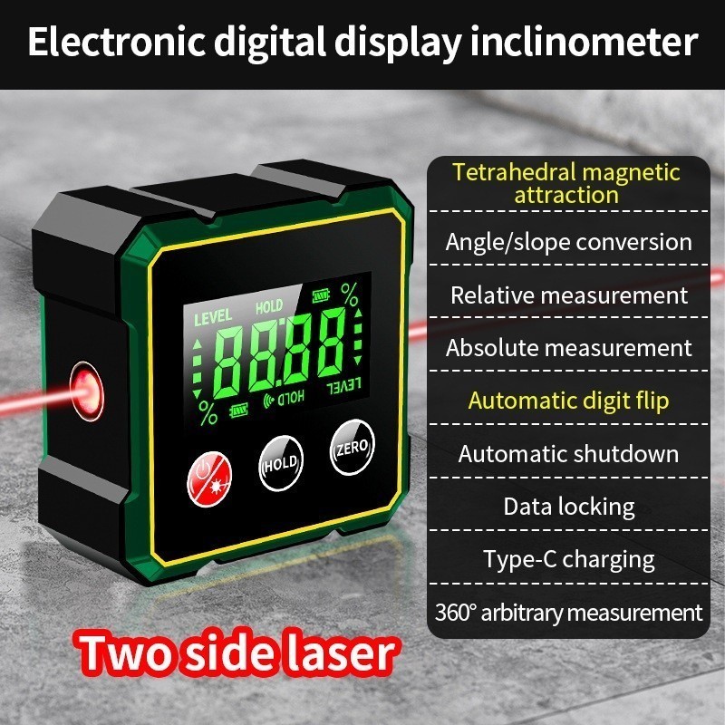 Magnetic Digital Angle Finder With Electronic Laser Protractor Inclinometer - US