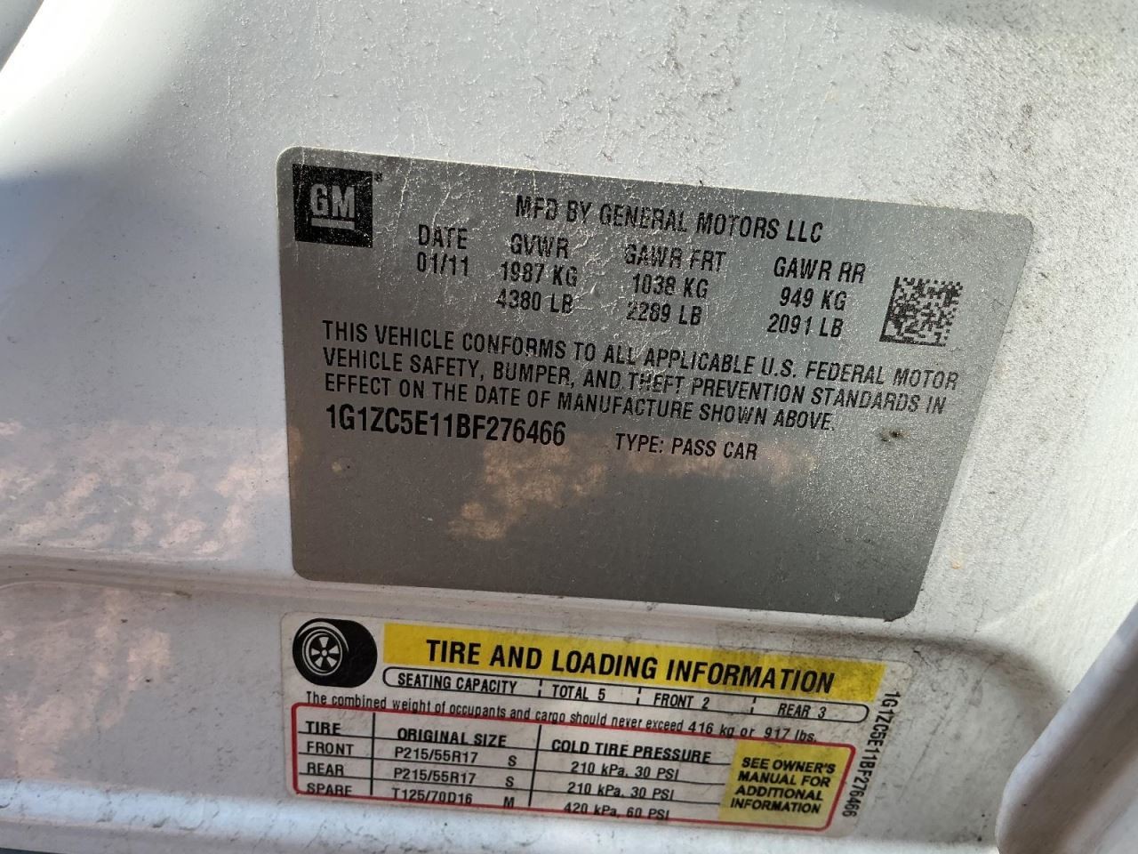 MALIBU 2011 Glove Box 4953128