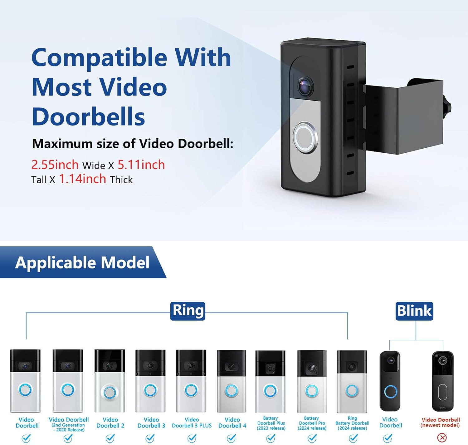 KIMILAR Anti-Theft Video Doorbell Mount Compatible with Ring/Blink Wireless Vide