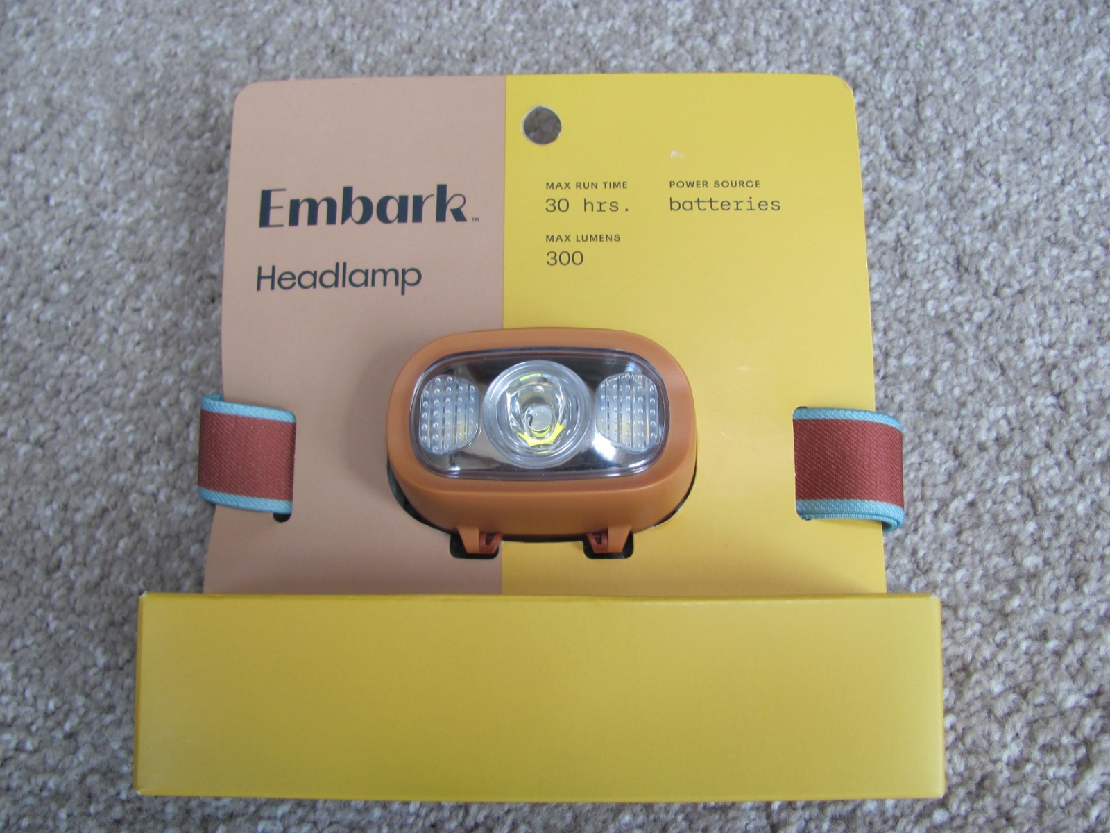 Embark LED Headlamp 300 Lumens 30 Hours Ran Time Battery Powered Water Resistant