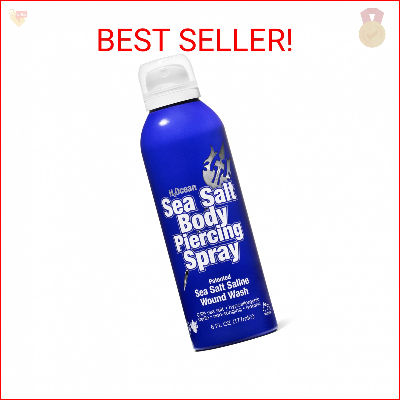H2Ocean Sea Salt Body Piercing Spray - Saline Piercing Spray for Piercings & Bod