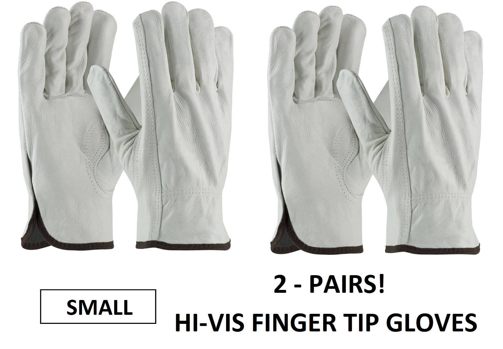 2 PAIRS PIP 68-163/SMALL #7 Top Grain Cowhide Leather Driver Gloves Red Cuff HR
