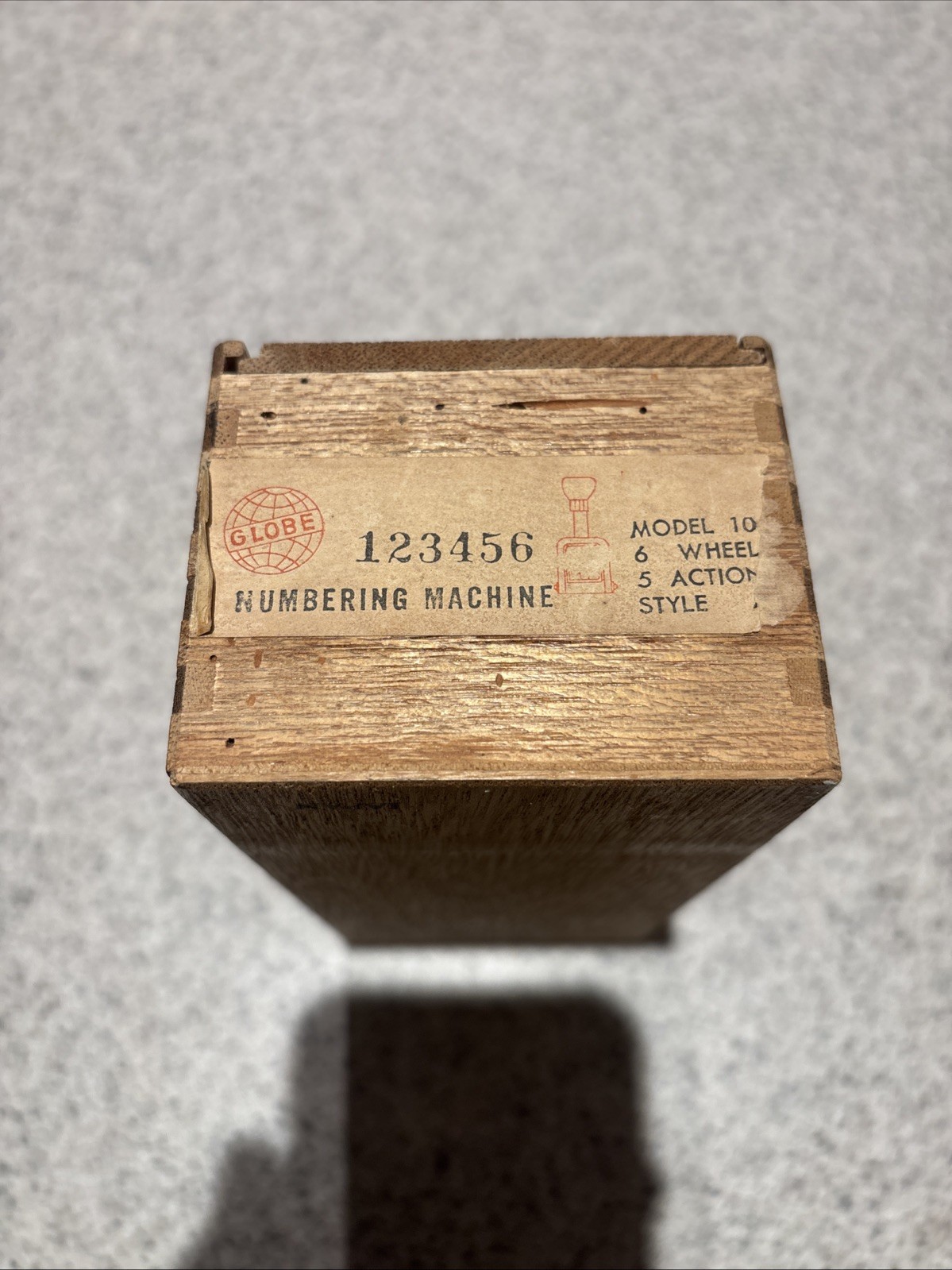 VINTAGE! Globe Automatic Numbering Machine Model 10 Style C 6-Wheel 5-Action Box