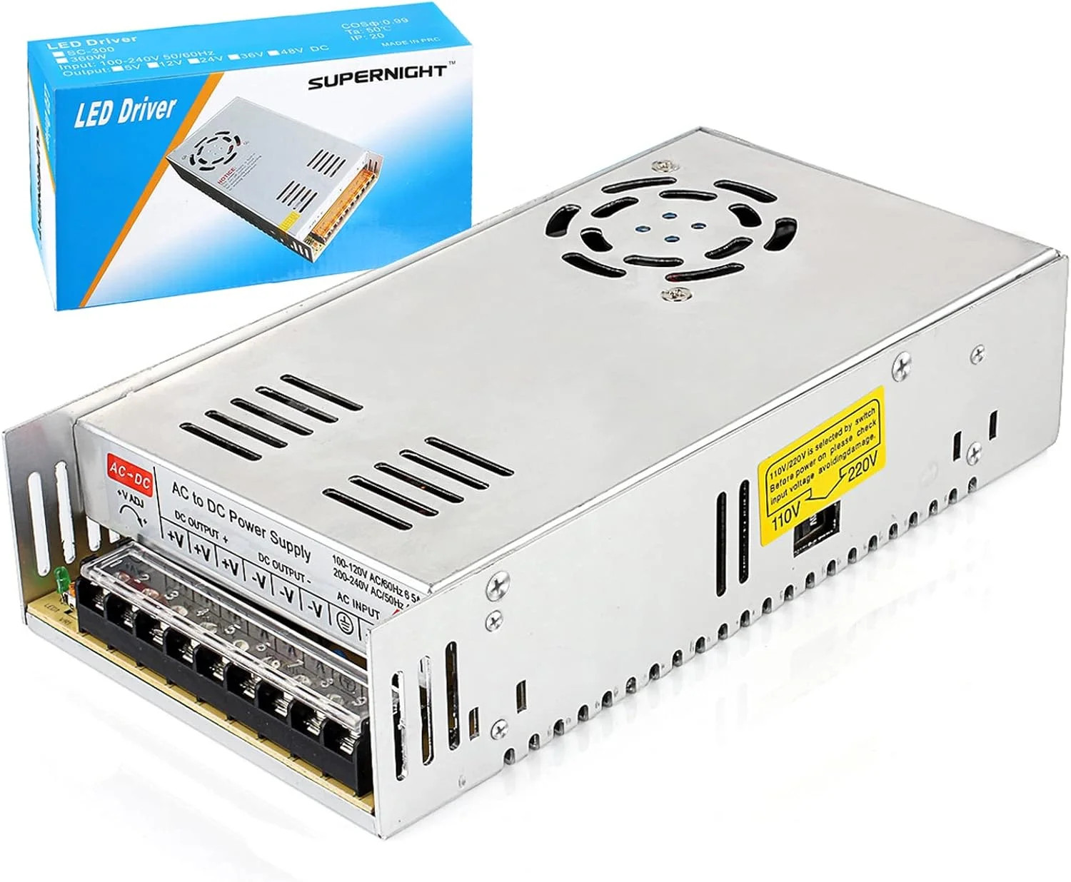 SUPERNIGHT 12V 30A 360W Power Supply AC 110V/220V to DC 12V Universal Regulated