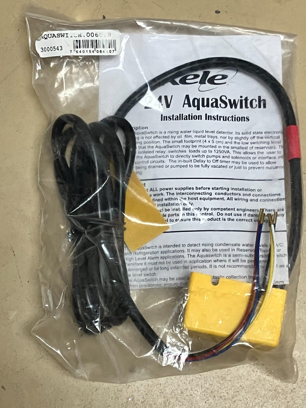 KELE AQS00661.9 AQUASWITCH 24V WATER DETECTOR CONDENSATE MONITOR