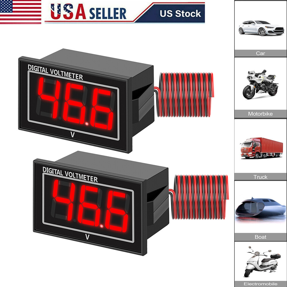 2x 12V Digital LED Display Voltmeter Voltage Gauge Panel Meter Car Motorcycle
