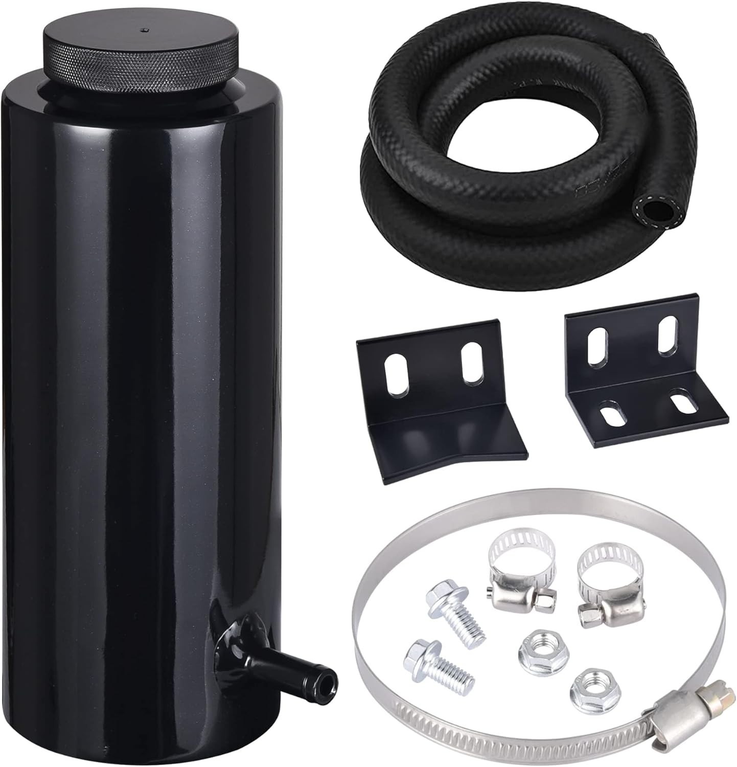 Coolant Overflow Tank, Radiator Overflow Bottle 800ml Aluminum Universal Black