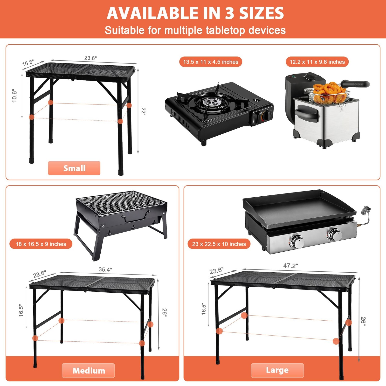 Camping Table with Mesh Desktop, Lightweight & Portable Folding Grill Table, ...